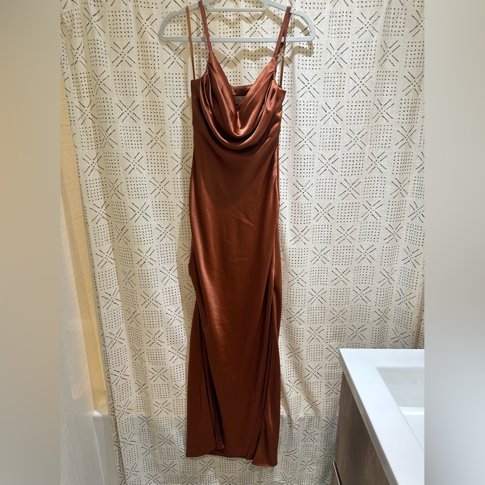 Revelry Copper Skye Satin Dress